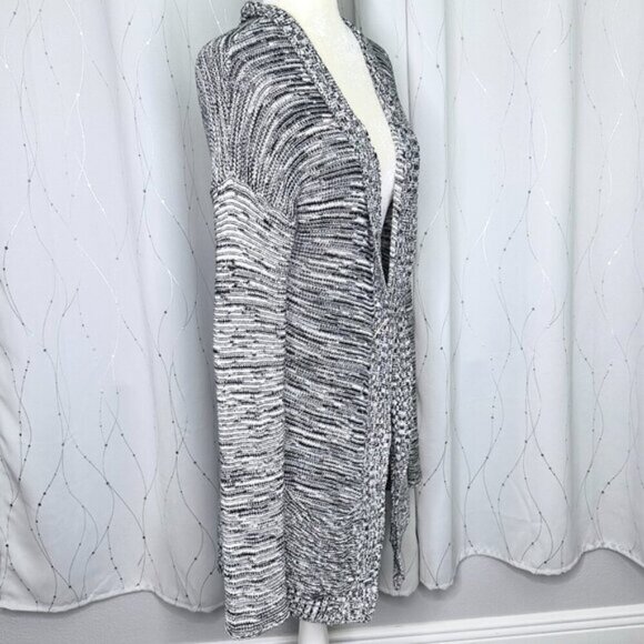 Express Women's Black and White Open-Front Cardigan Sweater - Picture 2 of 3